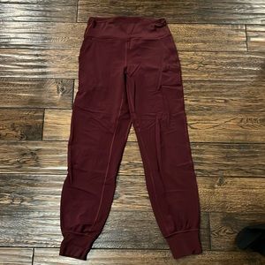 Lulu lightweight pant. Maroon. Size 6